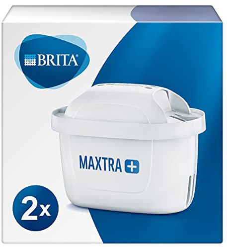 BRITA Maxtra+ Water Filter Cartridge Pack of 2 - Cartridges for All BRITA Water Filters to Reduce Limescale, Chlorine & Taste-Disturbing Substances in Tap Water, White