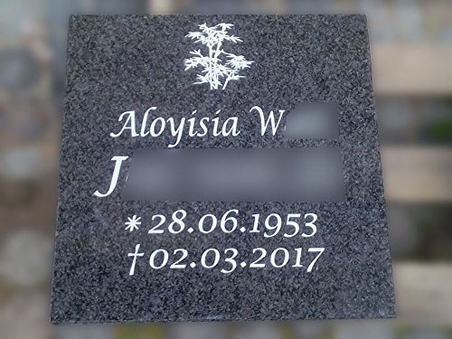 designgrab Grabplatte aus Granit Nero Impala/Astor, inkl. Beschriftung von Vor- und Nachname sowie Geburts- und Sterbedatum