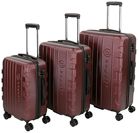 bugatti Galatea 3er-Hartschalen Kofferset (S,M,L) 4 Rollen mit TSA-Zahlenschloss, rot