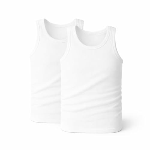 2 | 4 | 6 | Confezione da 10 Magliette da Uomo Brand Cocain - Canotta 100% Cotone - Bianco Double RIP - Taglie dalla 5 alla 12 (M, 2 - Maglia Intima da Uomo, A Doppia Coste)