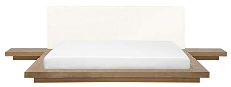 Supply24 since 2004 Designer Bett Japan Stil Japanisches Holzbett Optik flaches massives Futonbett mit Lattenrost/Lattenrahmen günstig (Hellbraun, 160x200)
