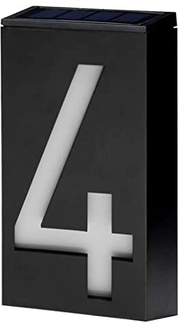 LED de Energía Solar para Exteriores Luz de Señalización Numérica Placa de Luces de Dirección de Puerta de la Tienda del Hotel de la Casa Números para Casas(Number 4)