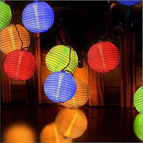 Lichterkette Außen Solar Lichterkette Aussen Lampions Wetterfest Laterne 20 LED 3M Terrassen Deko Lichter Dekoration für Balkon Garten Bäume Terrasse Partys Außen und Innen (Bunt)