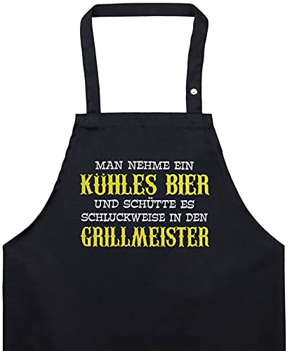 EXPRESS-STICKEREI Schürze Alkohol - Spruch lustige Kochschürze Grillschürze für Damen/Männer mit Gestickter Spruch Verstellbare Latzschürze Küchenschürze Geschenk Weinliebhaber Biertrinker