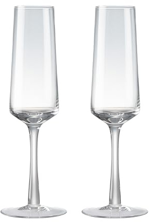 Denby - Contemporary Champagne Flutes Set of 2-300ml - Hand Blown Elegant Champagne Glasses - Dishwasher Safe - Wedding, Anniversary Gift