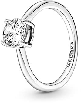 PANDORA Ring Timeless funkelnder Stein silber, Zirkonia 190052C01 Pandora Glitzernder Solitär-Ring in Sterling-Silber mit Zirkonia, Gr. 58, 190052C01-58