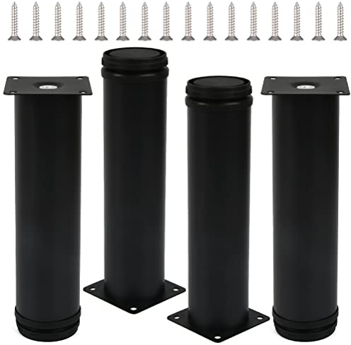 Möbelfüße Schwarz 20 CM TIMESETL 4 Stück Schrankbeine Schwarz 200mm Kommodenfüße Höhe Kabinettbeine Edelstahl Verdickt Tischbeine Möbelbeine Schrankbeine mit 16 Edelstahlschrauben