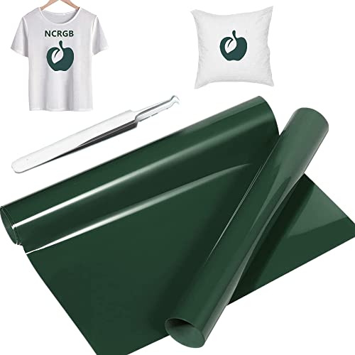 NCRGB Plotterfolie Textil 30.5×305cm,TransferfolieVinyl Vinylfolie Plotter Bügelfolie zum Bedrucken,Flexfolie Plotter Textil für DIY-T-Shirt & Anderen Stoffen Stoffe (Dunkelgrün)