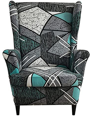 DZYP Ohrensessel Husse Bezug, 2 Teilige Stretch Sessel-Überwürfe Jacquard Sesselbezug Schonbezüge Überzug Sesselhusse Sofabezug Stuhlbezug Mit Armlehne Möbelschutz (Muster 5)