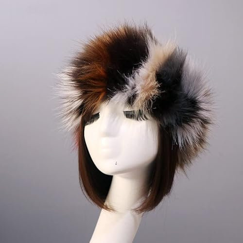 Damen Fellmütze Pelzmütze,Wintermütze Damenmütze Kunstfell Kunstpelz Mütze Faux Fuchs Warm Weich Pelz mütze Winter Stirnband Kopfband Ohrenwärmer Haarband für Reisen, Skifahren, Wandern für Frauen