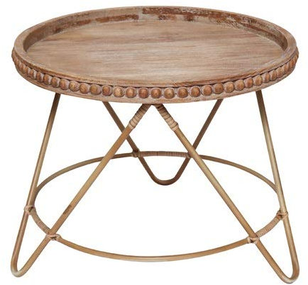 N/A Tabletttisch Minimalistischer runder dreibeiniger Couchtisch aus Rattan mit Aufbewahrung runder Kleiner Beistelltisch Double The Comfort