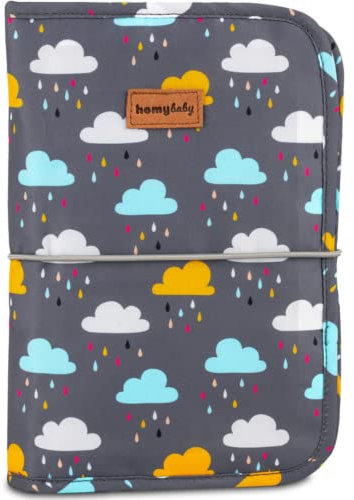 HOMYBABY® Beve, fasciatoio portatile impermeabile + porta pannolini e salviettine Bebe - Borsa fasciatoio per pannolini da viaggio pieghevole con scomparti (Nuvole)