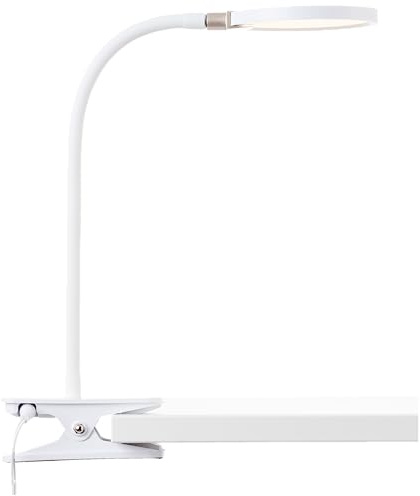 Lightbox LED Schreibtischlampe | 33 cm Höhe | weiß chromfarbene | weiß chromefarbene LED Schreibtischlampe - Klemmleuchte durch Flexarm einstellbar - Helligkeit in 3 Stufen einstellbar -