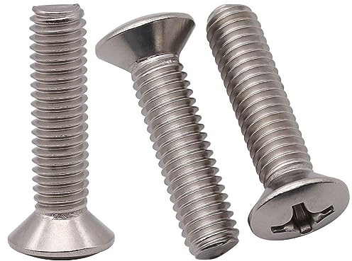 1/4-20 x 3/4 (30 pcs) Phillips Oval Head Machine Screws, 304 Stainless Steel 18-8, Raised Countersunk Head Screws for TV Mount