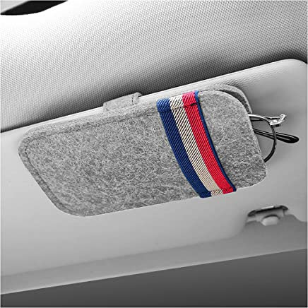 JNNJ Bolsa de Fieltro para Gafas de Coche, Multifuncional Funda Porta Gafas para Coche, Soporte para Gafas de Sol, Accesorios para el Interior del Automóvil, Apto para Parasoles de Coche(Beige)