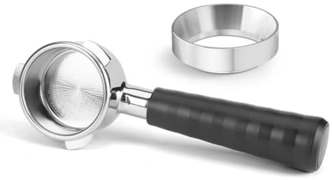 54mm Bodenloser Espresso Kaffee Siebträger kompatibel mit Sage Brevile 870/875/878/880,+Magnetischem Espresso Trichter für Siebträger 53 mm Dosierring