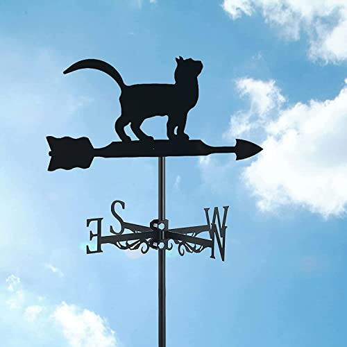 EICOFF Banderuola,banderuola Decorazione da Giardino sul Tetto a Forma di Gatto Carino,Ornamento di Gatto Banderuola in Metallo,banderuola in Acciaio Inossidabile Indicatore di direzione del Wind