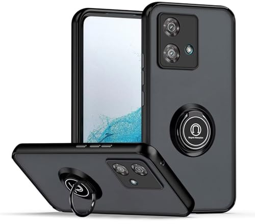 HONLEN Funda para Motorola Moto Edge 40 Neo (6.55 Inches), Carcasa para Teléfono Móvil de Silicona Mate Transparente con Soporte de Anillo - Negro