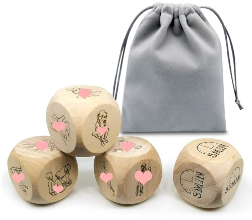 Coppia di 4 dadi in legno per yoga sexy, sfide casuali, gioco di ruolo, novità divertenti