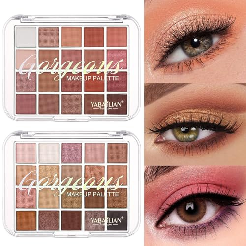 Eyeshadow Palette, 20 Farben Lidschatten, Lidschatten Palette Nudetöne, Vegane Augenpalette, nude, langanhaltend, matt, metallisch, natürlich, schimmernd, Warm Neutrals, Für Urlaubs und Alltags(02)
