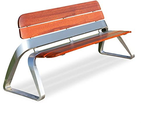 WaLdor Gartenbank Sitzbank für Garten Outdoor-Bank, Park-Loungesessel for 3 Personen, einfache Bank aus Edelstahl mit Rückenlehne, 70,8 Zoll, Outdoor-Freizeitgerät mit Holzlatten Parkbank (Color : A)