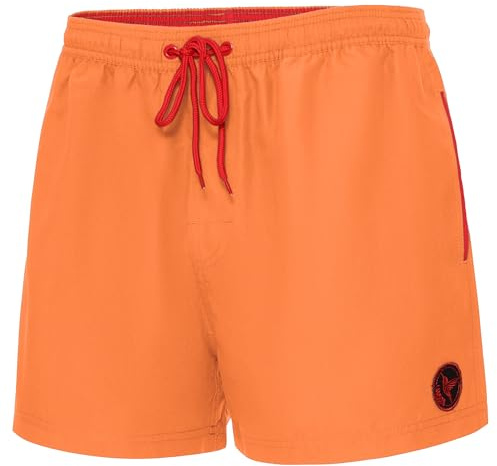 Ladeheid badbyxor herr med fickor bekväma simbyxor strandbyxor badmode för män vattenavvisande och snabbtorkande badshorts herr för simning strand eller pool LA40-199, apelsin, 3XL