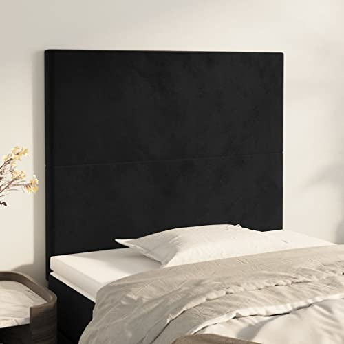 CKioict Betthaupt Wandkissen Bett Bettkopfteil Schlafzimmer Kopfteile 2 STK. Schwarz 100x5x78/88 cm SamtGeeignet für Schlafzimmer, Gästezimmer, Schlafsaal