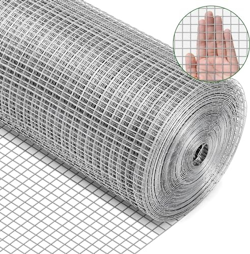Rengue Hardware Cloth 1/4 Inch 48 in x 100 ft 23 Gauge, Hot Dip Galvanized Wire Mesh Rolls Welded Chicken Wire Fencing for Poultry Netting Cage Wire Fence, Silver