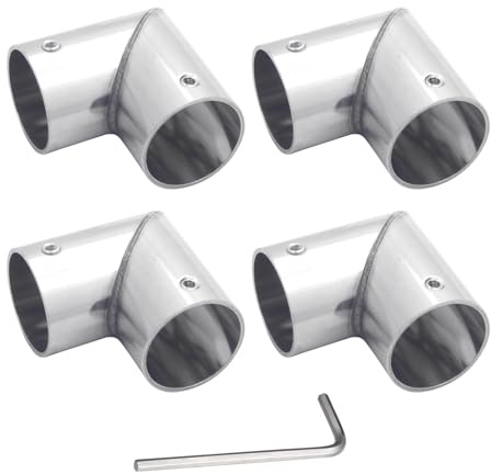 4 Sätze 90 Grad Winkel Winkelrohrverbinder 2 Wege Metall Winkelverbinder für 2-Wege L-Form Rohrschellen (für 1 Zoll oder 25,4 mm Außendurchmesser, Silber)