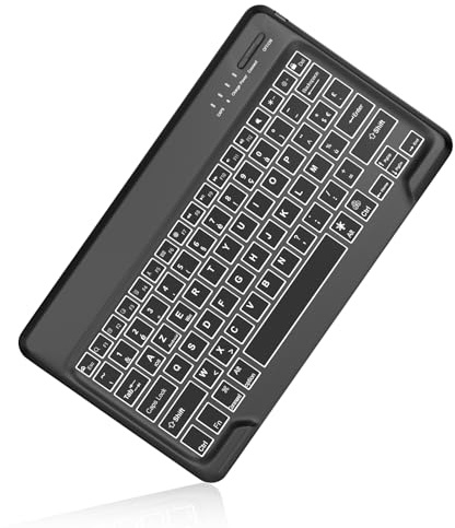 IVEOPPE Clavier Bluetooth sans Fil Rétroéclairé, Tablette Compatible avec Android/Samsung/Huawei/Xiaomi/Lenovo, Clavier Bluetooth sans Fil Ultra-Fin pour iPad, iPad Pro, Noir
