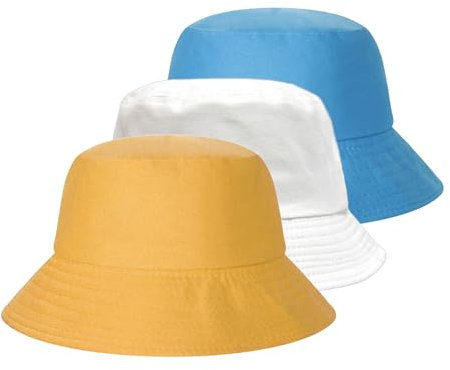 FUIPVGI 3 Stück Fischerhut 3 Farben,Sonnenhüte,Strand-Sonnenhut, UV-Schutz-Sonnenkappe,Sommer-Fischer-Sonnenhut,Hüte für Männer und Frauen Golf Wandern Camping Shopping Urlaub(3 Farben)