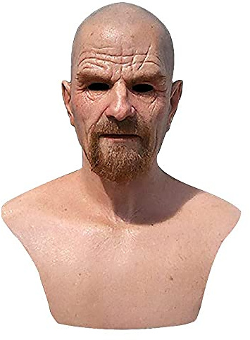 Realistisk gammal man mask Halloween mask läskig latex gammal man morfar mask Halloween rynkor ansiktsmask för vuxna (K)