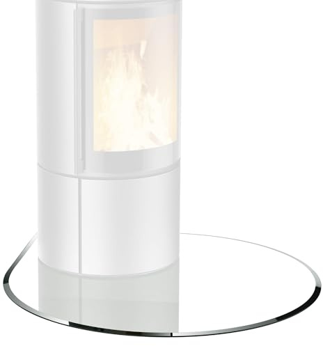 BIJON Glasplatte Tropfenbogen für Kaminofen mit Dichtlippe, Glasbodenplatte - Funkenschutzplatte Glas mit Facettenschliff, Kamin Hitzeschutz, ESG Sicherheitsglas 100 x 100 cm x 8 mm