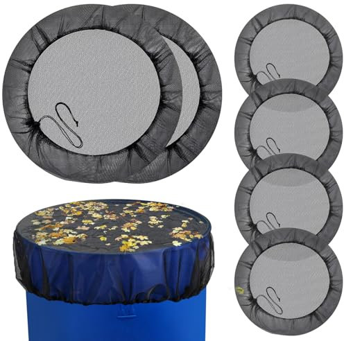 6 Stück Regentonnen Netz, Regentonne Abdeckung 95cm mit Zugkordel, Verstellbares Regentonnennetz Schutznetz Regentonne Wetterbeständiger Mückenschutz Schutz vor Laub Stechmücken Mückenlarven