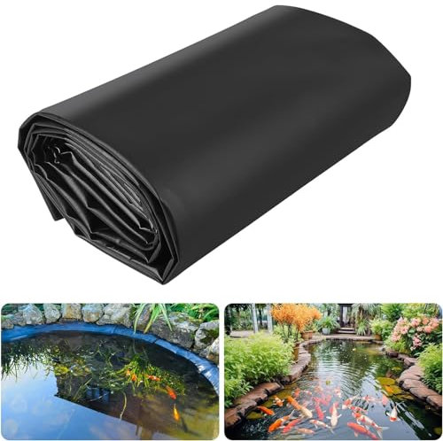 Rivestimento nero resistente ai raggi UV per laghetto da giardino, stagno, fontana e cascata, 12 x 16 m, per uso esterno
