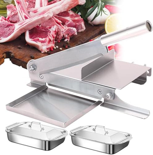 LLHTTDMBDFC Cortafiambres, Cortadora De Fiambre, Máquina cortadora de Pollo, cortadora de Carne con Bandeja for Hornear, Cuchillas de Carne de Acero Inoxidable, Cortador de Huesos de Espesor