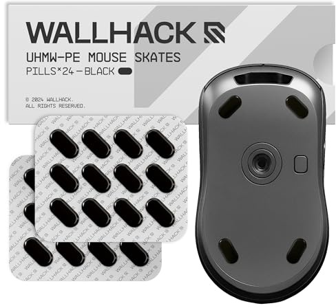 Wallhack Patins UHMW-PE Pill | Patins universels Gaming pour Souris | Glisse Ultra-Fluide sur Tapis Tissu & Verre | Contrôle et Vitesse Personnalisables | Application Rapide & Simple | Noir 7x14mm