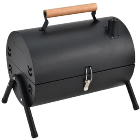 Barbacoa de Interior de Sobremesa 2 en 1, Parrilla de Barbacoa de Doble Cara, Barbacoa Carbon Ideal para Cocinar al Aire Libre, en el JardíN, Para Picnic y Para Viajes(Black)