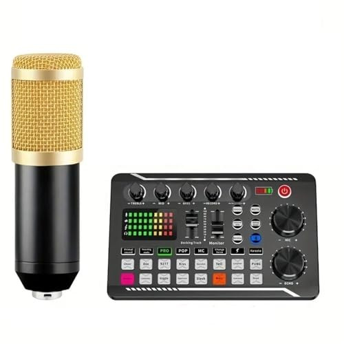 JQVDE DJ Equipment Microphone Sound Card Console Studio Sound Card Kit Cable Phone Mixing Computer Live Voice Mixer F998 Sound Card