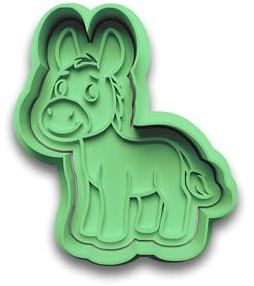 Keksausstecher Esel Bauernhof Tiere aus PLA – Ausstechform zweiteilig mit Rand und Stempel – Backform für Kinder, Tierfreunde und Motto-Geburtstage