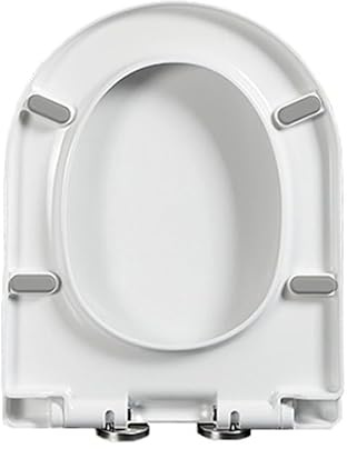 Tapa WC Forma D Universal, 35.5 * 44cm, Asiento de Inodoro de Cierre Suave en Forma de D con Liberación Rápida para una Fácil Limpieza, de PP, tapas de Water Blanco