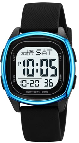 Reginald Men's Black Blue Multifunction Waterproof Watch LED Digital Watch