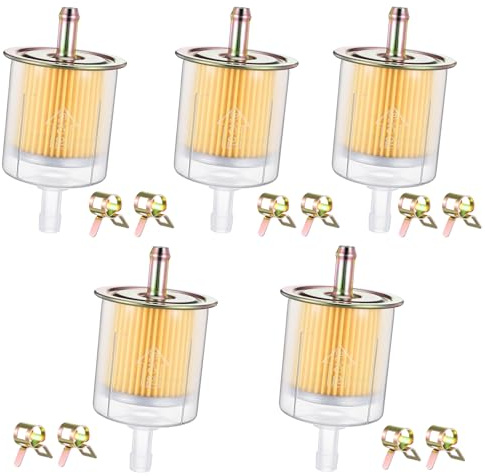 5 Sets 5/16 Inch Fuel Filter Inline, Universal Gas Inline Fuel Filters, Gas Fueled Filter for Tractors, Cars, Trucks, Motorcycles, Rv