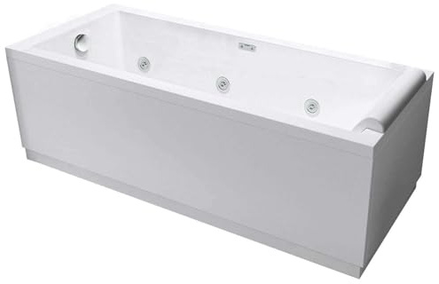Novellini Calos 2.0 Vasca Bagno Hydro Disinfezione Idro Laterale 6 Jets 170x75 cm Reversibile Rettangolare 1 Pannello Frontale 2 Laterali Acrilico Bianco Lucido Colonna Erogatore Poggiatesta Display