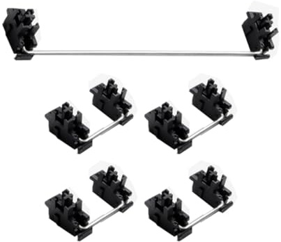 Garneck Set Stabilizzatori Montati per Tastiera Meccanica Satellite in Abs Nero, Facile da Installare, Compatibile Tasti Backspace e Maiuscolo 6.25u e 2u per Tastiera Gaming