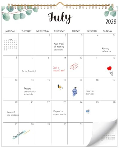 Calendar 2026 2027 UK, 18 Month Large Wall Calendar, 30 x 37cm | Jul. 2026-Dec. 2027, Month to View, 120GSM Thick Paper, Large Writing Space, Holiday Reminders, Vertical Design
