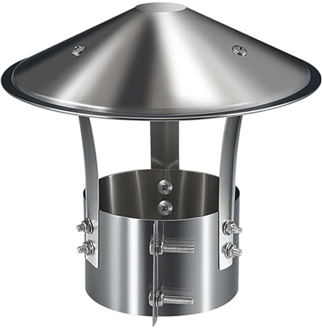 Comignolo Antivento Antipioggia per Camino Terminale Tappo per Canna Fumaria in Acciaio Inox Tappo Canna Fumaria con Fissaggio a Vite per Camini e Tubi di Scarico(11cm/4.33in)
