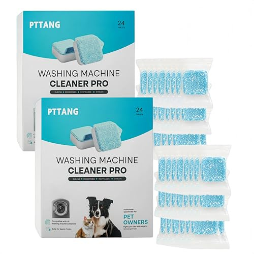 Paquet de 24 pastilles nettoyantes pour machine à laver, nettoyant puissant pour machine à laver, élimine facilement les résidus, la saleté et les odeurs, convient à toutes les machines à laver. (2)