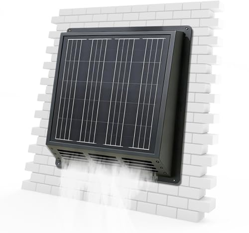 Solar Roof Ventilator Fan: 2500 RPM High-Speed Exhaust Fan with 12V Monocrystalline Solar Panel, IP67 Waterproof, 13x13x3.5inches for Attic, Garage, RV, Shed – Easy Installation, Energy Efficient