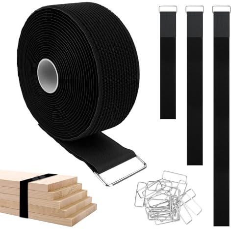 5cm x 5m Klettband mit 25 Schnalle, Breit Klett Kabelbinder Wiederverschließbar, Zuschneidbar Klettverschluss Band Verstellbar, Kabel Klettband für Schnüre Schläuche(Schwarz)